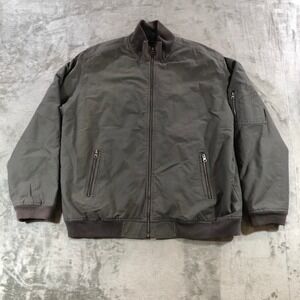 Transnine Mens Canvas Bomber Jacket Large Olive Green Y2K Utility Flight Coat